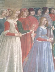 Florentijnse toeschouwers, uit de Cyclus van St. Franciscus, Sassetti-kapel, 1483 (detail)